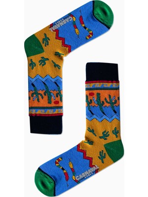 Carnaval Socks Kaktüs Vahşi Batı Desenli Renkli Erkek Çorap