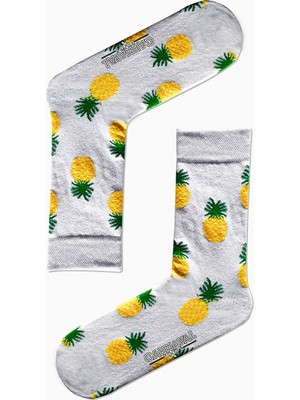 Carnaval Socks Beyaz Ananas Desenli Renkli Çorap