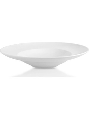 Güral Porselen 26 cm Beyaz Makarna Tabak Yuvarlak Düz Sade Desenli Porselen