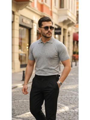 Veraura Lifestyle Erkek Düğme Yakalı Kısa Kollu Pamuk Triko Tişört