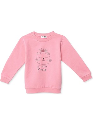Hellobaby Kız Bebek Sweatshirt Hayvan Baskılı Bisiklet Yaka Long Sleeve