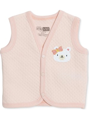Hellobaby Kız Bebek Kapitone Yelek Çıtçıtlı V Yaka Sleeveless