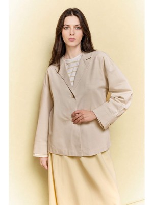 DeFacto Relax Fit Keten Karışımlı Blazer Ceket H3746AX26SM