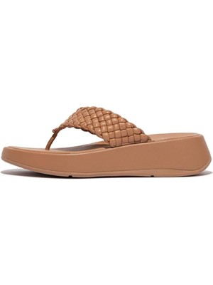 Belirtilmemiş F-Mode Woven Leather Flatform Toe-Post Sandals – Siyah Örgü Deri Parmak Arası Kadın Terlik