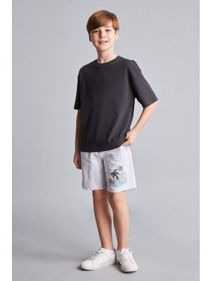 DeFacto Regular Fıt Palmiye Baskılı Sweatshirt Kumaşı Şort Erkek ÇOCUK H7215A826HS