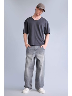 DeFacto %100 Pamuk Süper Baggy Fit Jean Pantolon H7285AX26SM