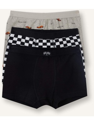 DeFacto Araç Baskılı Penye 3'lü Boxer Erkek Çocuk H1601A826SM
