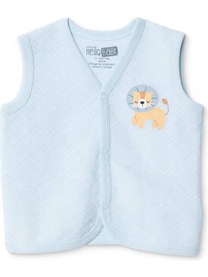 Hellobaby Erkek Bebek Kapitone Yelek Hayvan Baskılı V Yaka Atlet