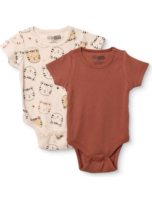Hellobaby Erkek Bebek 2li Body Hayvan Baskılı Çıtçıtlı Çıtçıtlı Yaka Kısa Kol