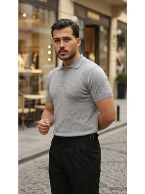 Alyn Wear Erkek Düğme Yakalı Kısa Kollu Pamuk Triko Tişört