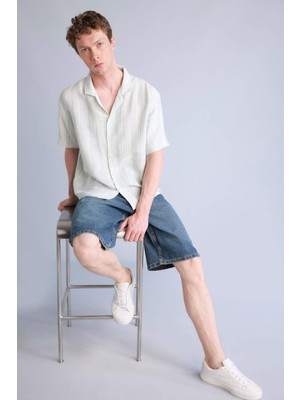 DeFacto %100 Pamuk Baggy Fit Jean Bermuda H9834AX26SM