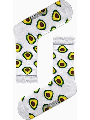 Carnaval Socks Beyaz Avokado Desenli Renkli Çorap