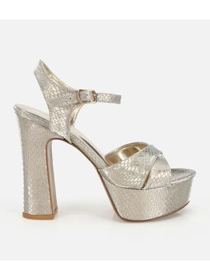 Hotiç 01SAH320940A540 KADIN Saten Gold Yüksek Topuklu Sandalet