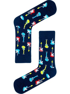 Carnaval Socks Çoklu Gitarlar Desenli Renkli Çorap