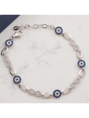 Yvz Store 925 Ayar Gümüş Sonsuzluk Nazar Kadın Bileklik