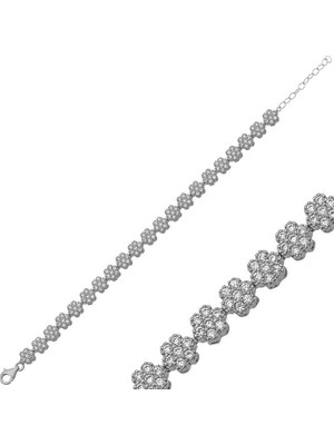 Yvz Store 925 Ayar Gümüş Çiçek Bileklik
