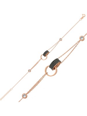 Yvz Store Gümüş Rose Iç Içe Geçmiş Halka Bileklik