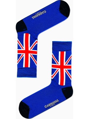 Carnaval Socks Ingiltere Bayrak Desenli Renkli Çorap