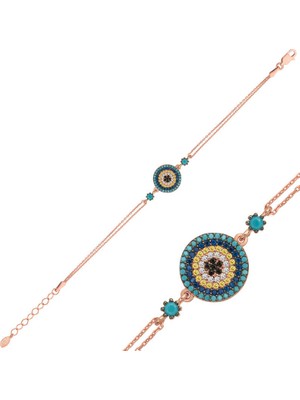 Yvz Store 925 Ayar Gümüş Rose Nazar Bileklik