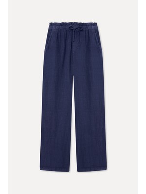 Mudo Kadın Lacivert Comfort Fit Keten Pantolon