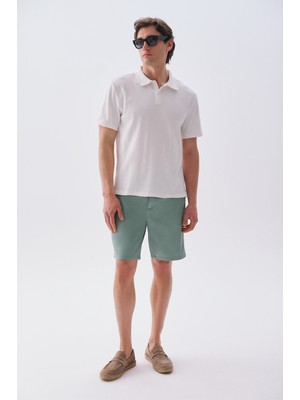 Mudo Erkek Yeşil Gri Straight Fit Chino Şort