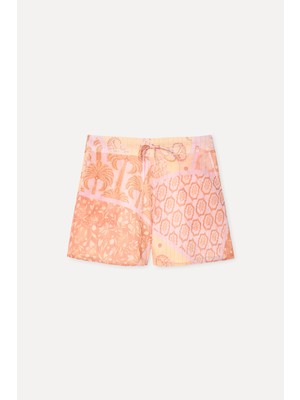 Mudo Kadın Pembe Desenli Comfort Fit Şort