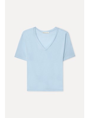 Mudo Kadın Mavi V Yaka Modal T-Shirt