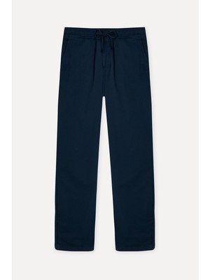 Mudo Erkek Lacivert Straight Fit Beli Bağlamalı Pantolon