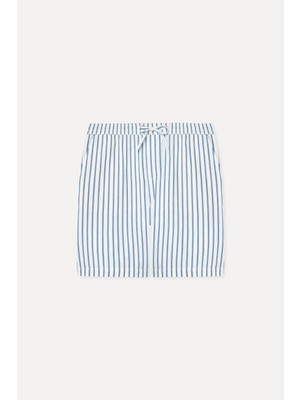 Mudo Erkek Indigo Çizgili Straight Fit Şort