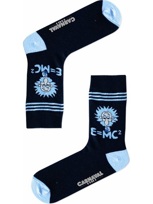 Carnaval Socks Albert Einstein Emc Prof Desenli Renkli Erkek Çorap