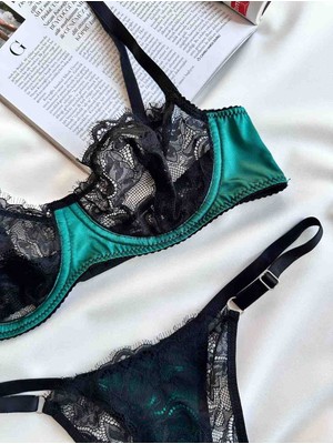 Freya Kadın Saten Seksi Tanga Model Iç Çamaşırı Takımı
