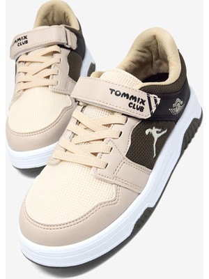 Tonny Black Çocuk Unisex Bej Haki Siyah Rahat Kalıp Ortopedik Cırtlı Sneaker