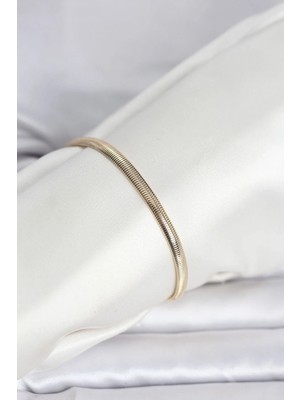 My Best Store Ietaks™ cm 14K Gold Renk Yassı Yılan Zincir Model Kadın Bileklik