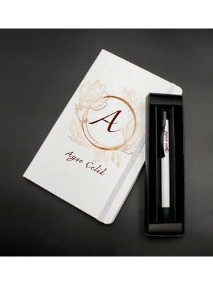 As Gift Kişiye Özel Beyaz Defter & Kişiye Özel Beyaz Tükenmez Kalem Hediye Seti