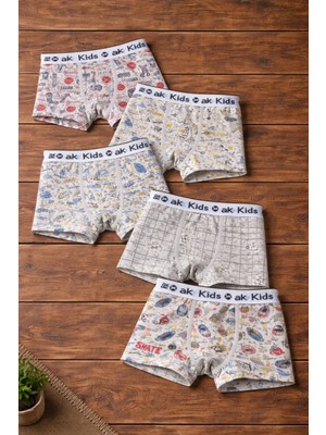Süsen Lingerie Asorti Karışık Desenli Çocuk Boxer,pamuklu Günlük Çocuk Boxer
