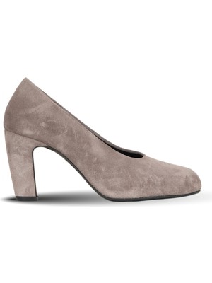 Bueno Shoes Vizon Süet Kadın Topuklu Ayakkabı