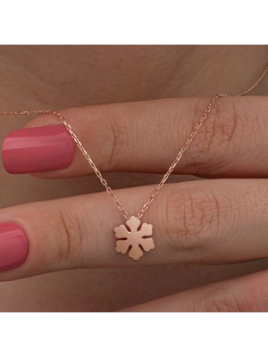 Yvz Store 925 Ayar Gümüş Rose Minimal Kar Tanesi Kadın Kolye