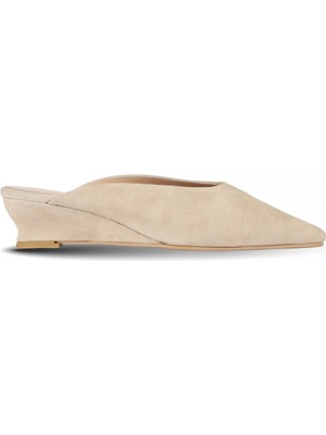 Bueno Shoes Bej Süet Kadın Topuklu Terlik