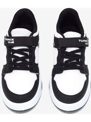 Tonny Black Çocuk Unisex Siyah Beyaz Rahat Kalıp Ortopedik Cırtlı Sneaker