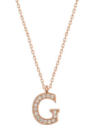 Yvz Store 925 Ayar Gümüş Rose G Harfi Kadın Gümüş Kolye