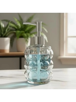 Şık Cam Sıvı Sabunluk, 450 ml Kapasite, Banyo ve Mutfak Için