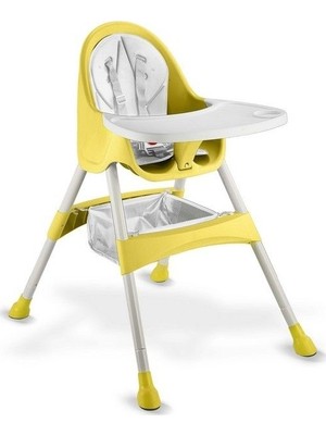 Babyhope BH7001 Royal Sarı Mama Sandalyesi 0-3 Yaş İçin Geniş Tepsi Tasarımı ve Emniyet Kemeri