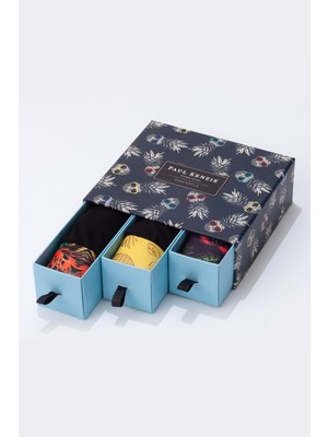 Paul Kenzie Erkek Desenli Pineapple Boxer 3 Adet Renkli Slim Fit Konforlu Kullanım