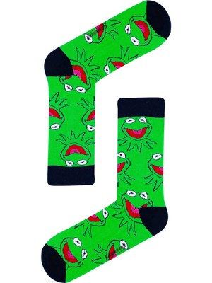 Carnaval Socks Yeşil Kermit Desenli Renkli Çorap