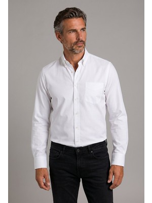 Bisse Beyaz Regular Fit Pamuk Paşa Yaka Gömlek GMKLS4KPS242044_D01