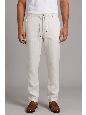 Bisse Ekru Keten Jogger Ipli̇ Pantolon Spor PNS26Y26109_03