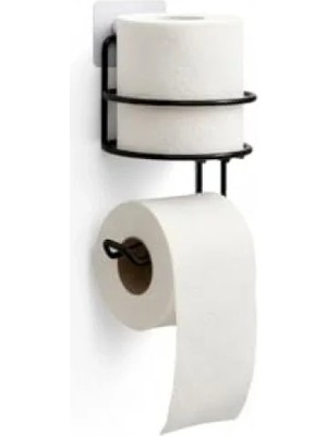 Die Grup Yapışkanlı Tuvalet Kağıtlığı - Mat Siyah Metal, Delmeden Montaj