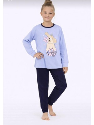 Rapapa Kız Çocuk Baskılı Uzun Kollu Pijama Takımı – Sevimli Ev Giyimi-8408-