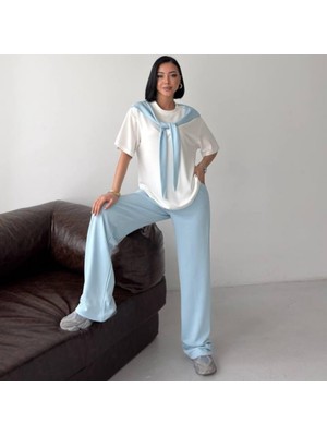 Orjinal Blue Omuz Bağlama Detaylı Kombin Takım