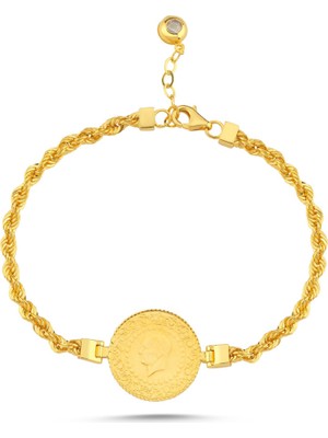Sembol Gold Çeyrekli Bileklik Burgu Zincir 18+2 cm